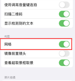 镜铁区苹果手机维修网点分享iPhone如何开启九宫格构图功能 